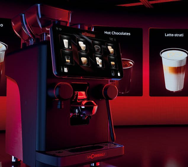 Supera 13 inch touchscreen showing drink menu in a café